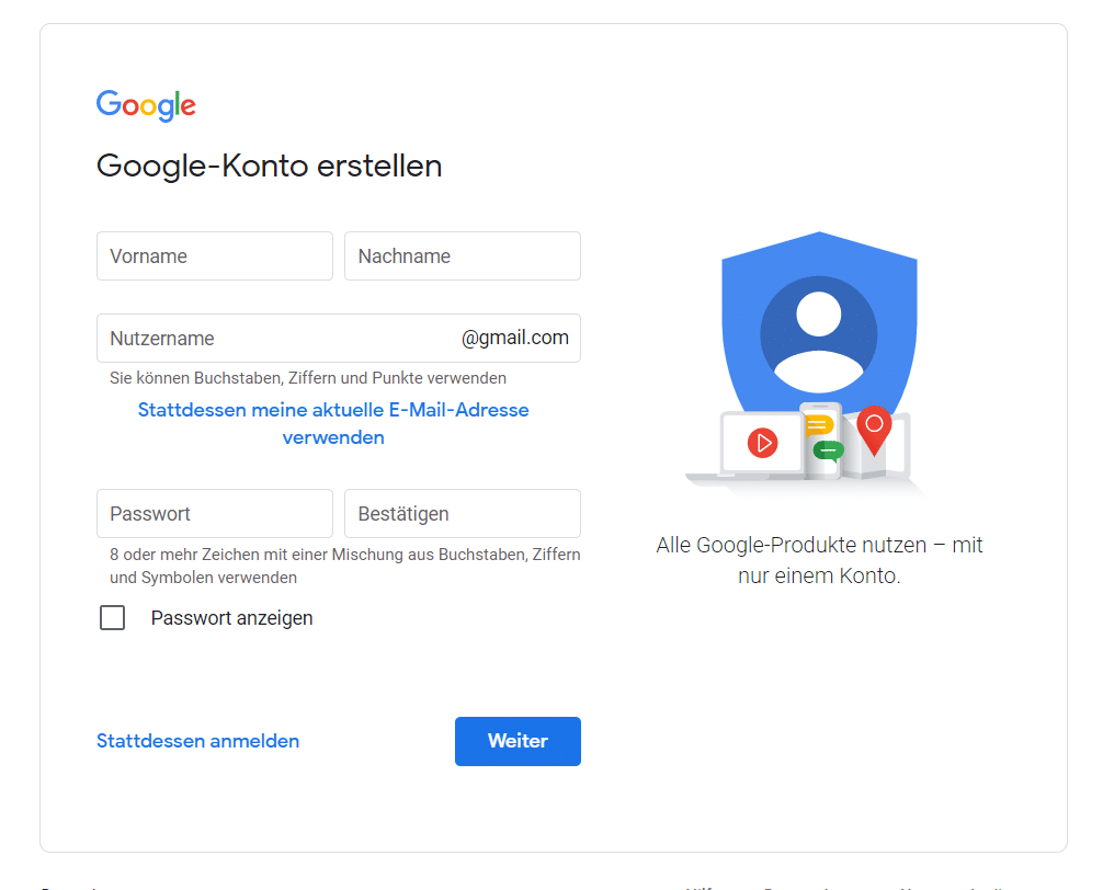 Google-Konto-Erstellen