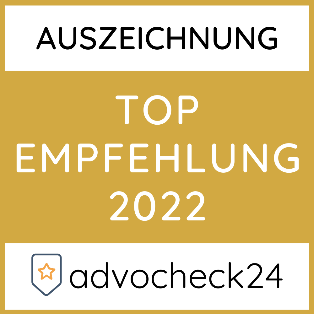 advocheck24 Auszeichnung Top Empfehlung